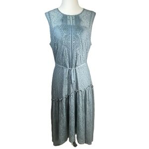 Sundance PM Blue Sleeveless Lace Dress High Low Lined Boho Asymmetrical Tie Belt